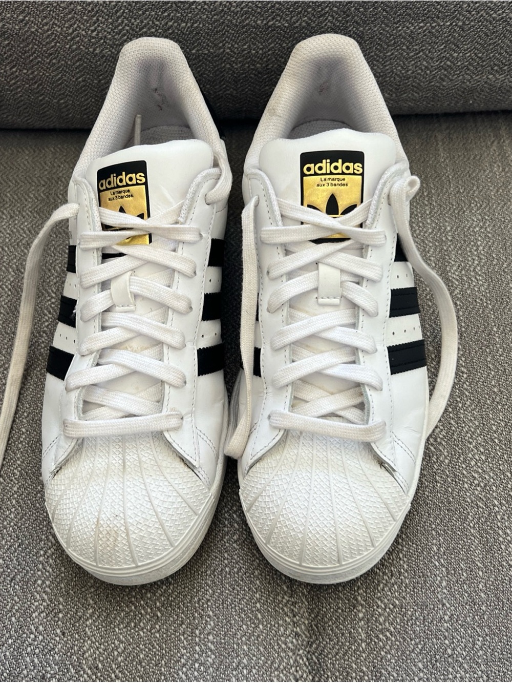 adidas Originals Men's Superstar Sneaker White Gold Black Size 9 Preowned